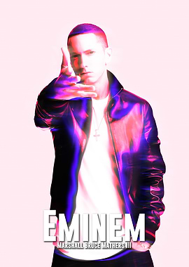 Eminem Portrait with Pink Background