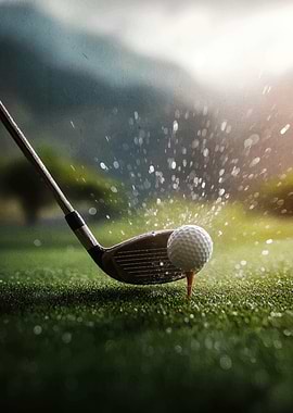 Golf ball impact with club