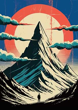 Mountain Peak Retro Art