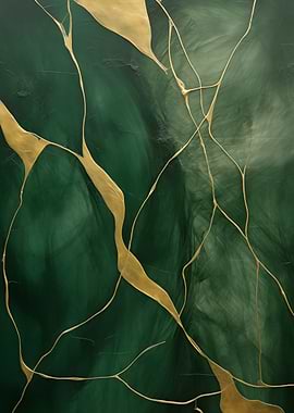 Emerald Green and Gold Art