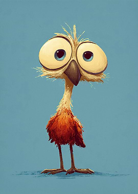 Cartoon Bird with Big Eyes