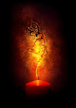 Candle Flame Skeleton Figure