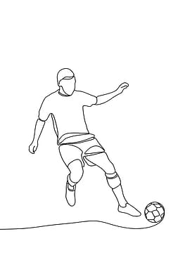 Soccer Player Continuous Minimalist Line Art
