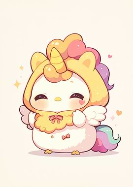 Cute Cartoon Unicorn Chicken