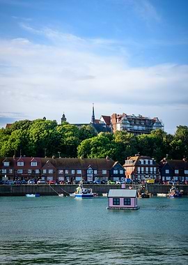 Coastal Town with Pink Floating House