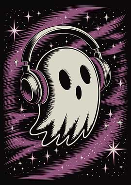 Ghost with Headphones in Space