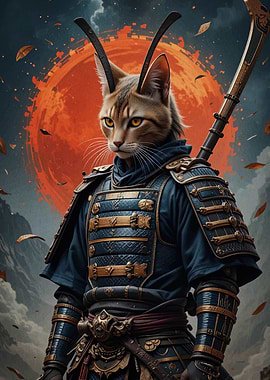 Samurai Cat Warrior with Sword
