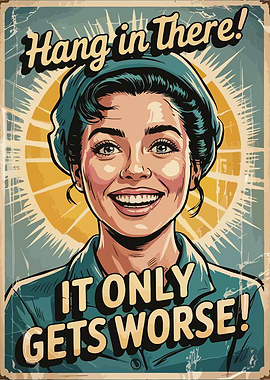 Hang in There! Funny Retro Poster