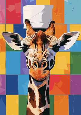 Giraffe with Toilet Paper Hat