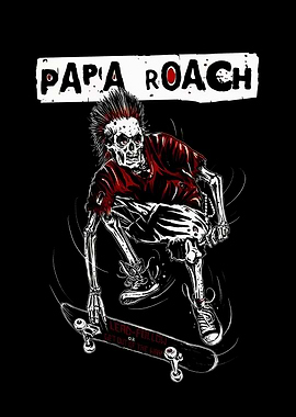 Papa Roach Skeleton Skateboard Art
