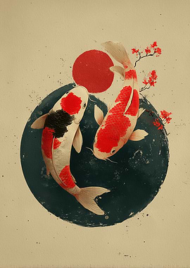 Koi Fish Yin Yang Art