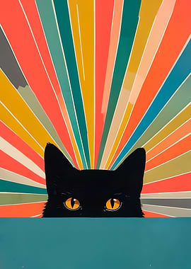 Retro Black Cat Art