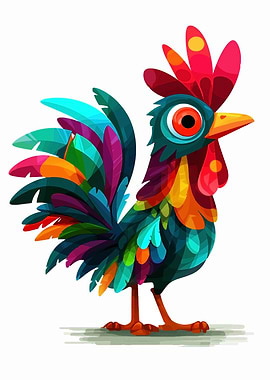 Colorful Cartoon Rooster Illustration
