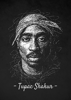 Tupac Shakur Portrait Scribble Art
