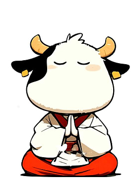 Meditating Cartoon Cow