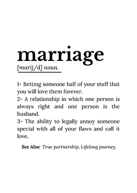 Funny Marriage Definition Typography Quote