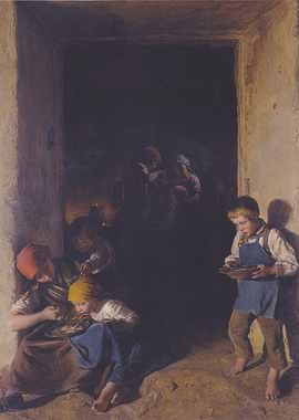 Children Eating in a Dark Room