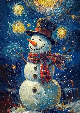 Starry Night Snowman