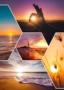 Sunset Hexagon Collage