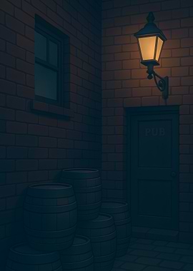 Dark Alleyway with Pub Door