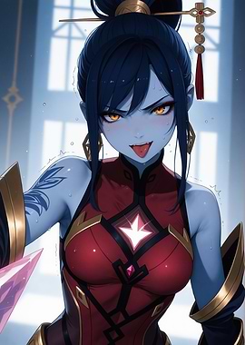 Anime Girl with Red Dress