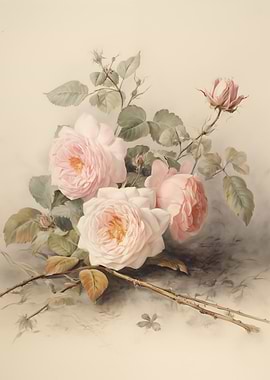 Elegant Pink Roses Floral