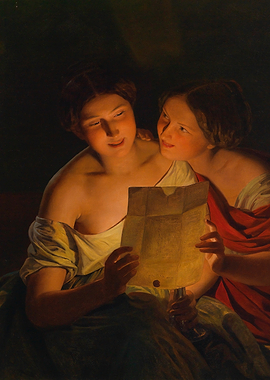 Two Women Reading a Letter