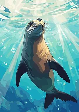 Sea Lion Underwater