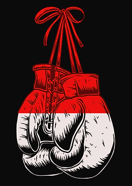 Hanging Boxing Gloves with Red and White