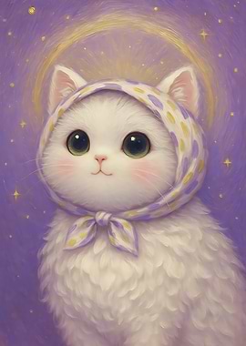 Cute Cat with Headscarf Portrait