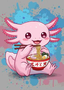 Axolotl Eating Ramen