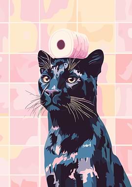 Black Panther with Toilet Paper Roll