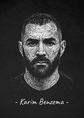 Karim Benzema Portrait Scribble Art