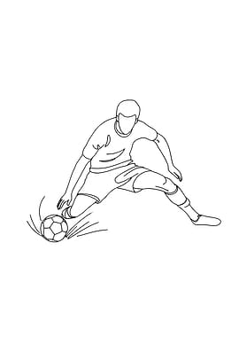 Soccer Player Hitting Ball Minimalist Line Art