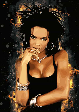 Lauryn Hill Portrait with Abstract Background