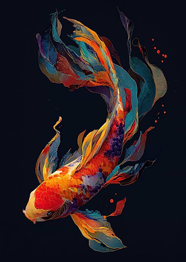 Colorful Koi Fish Abstract Art