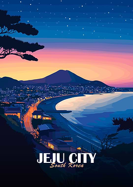 Jeju City South Korea at Dusk