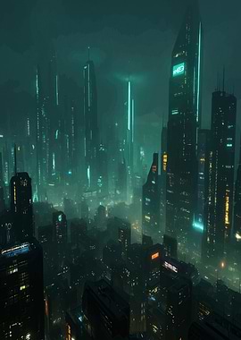 Futuristic Cityscape at Night