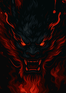 Fiery Dragon Head Illustration