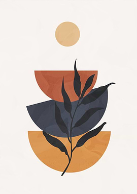 Abstract Botanical Art with Geometric Shapes