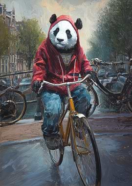 Panda on a Bike in Amsterdam