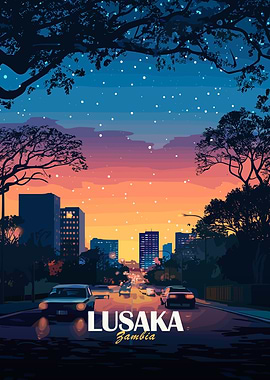Lusaka Zambia Cityscape at Dusk