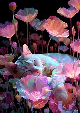 Cat Nap in a Flower Field