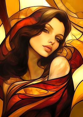 Elegant Woman in Stained Glass Style