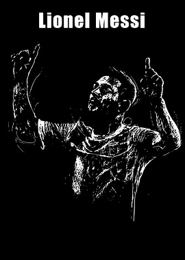 Lionel Messi Black and White Illustration