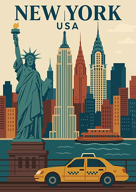 New York City Travel Poster Illustration