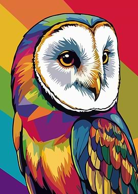 Colorful Barn Owl Pop Art Portrait
