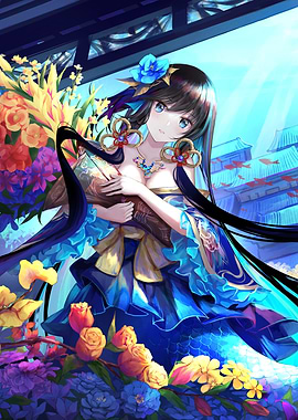 Girl with Flowers and Book