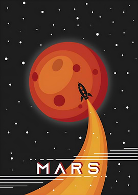 Mars Rocket Launch Minimalist Art