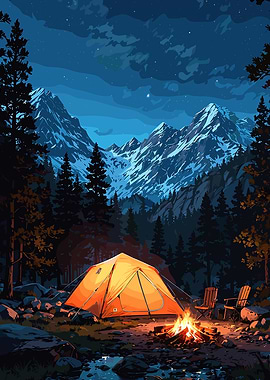 Night Camping in the Mountains